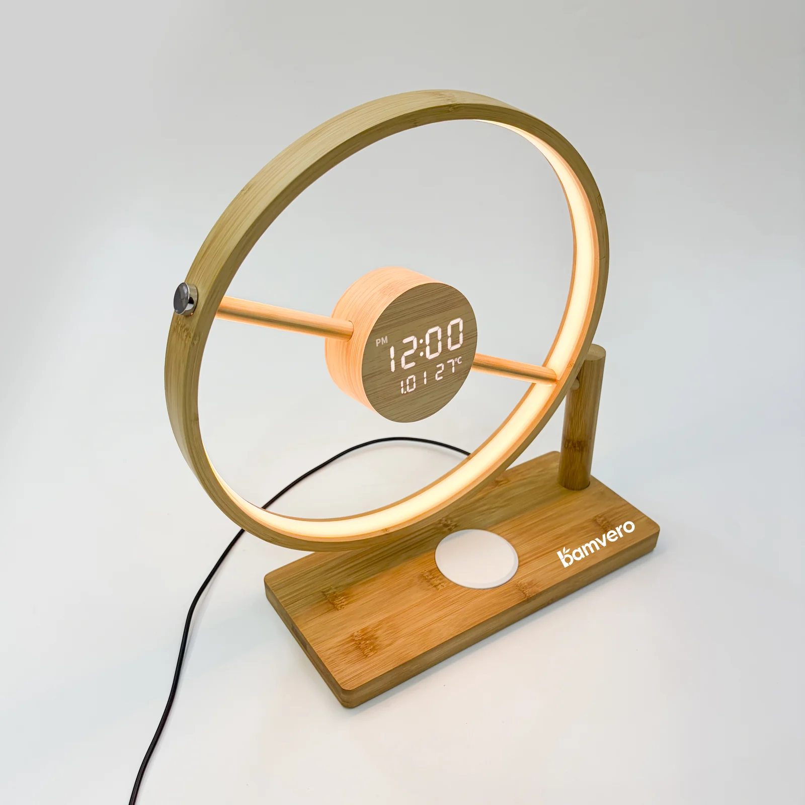 Round Halo Clock Lamp angled view