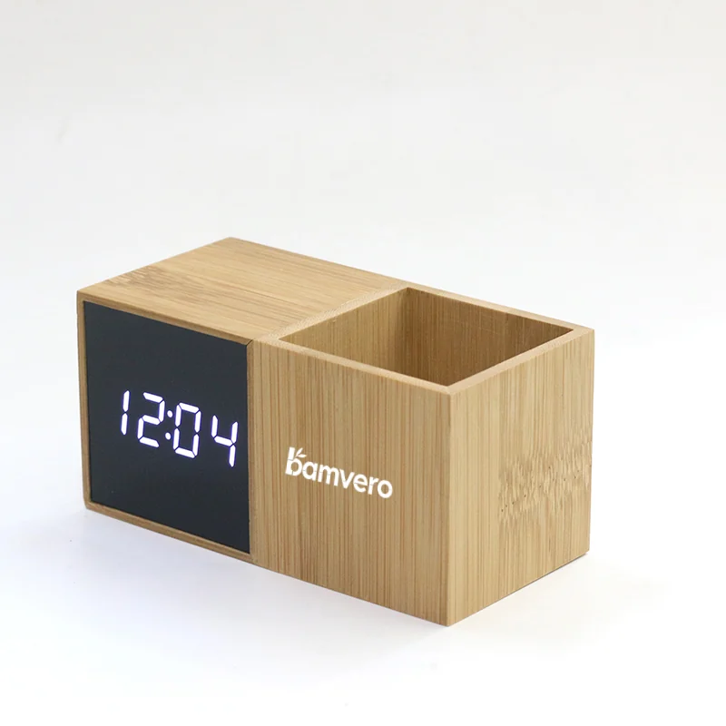 1293Z Bamboo Pen Holder Clock product view 2