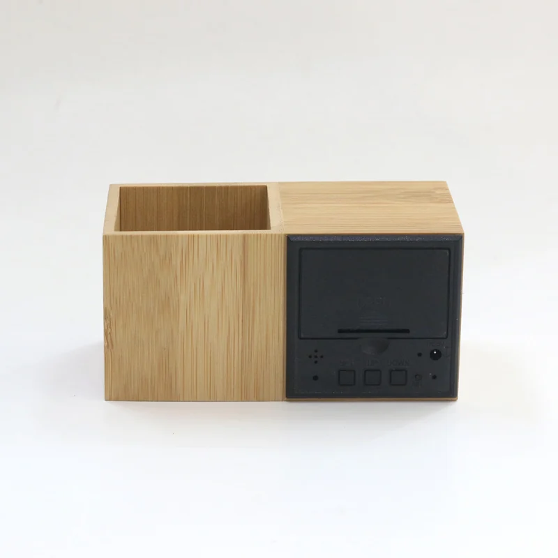1293Z Bamboo Pen Holder Clock product view 3