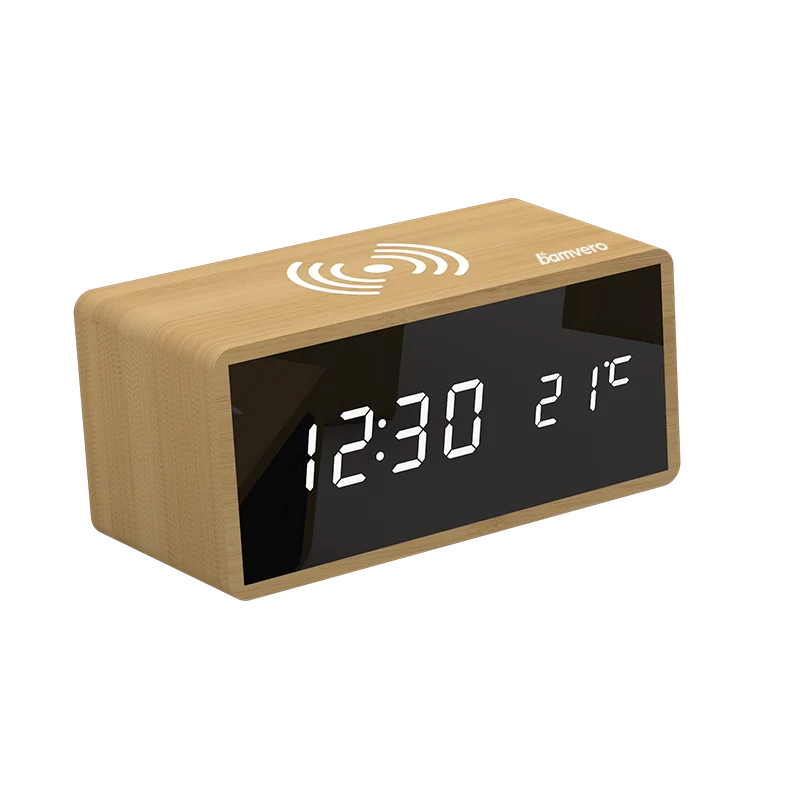 1299 Bamboo Wireless Charging Clock product view 3