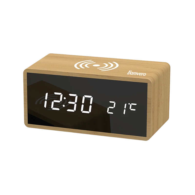 1299 Bamboo Wireless Charging Clock product view 4