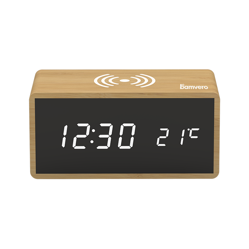 1299 Bamboo Wireless Charging Clock product view for B2B sourcing