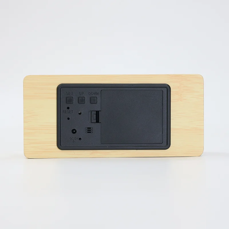 1299 Basic Bamboo LED Temperature Clock product view 4