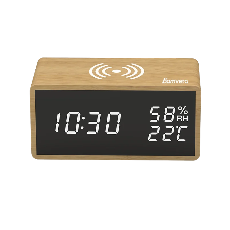 1502 Bamboo Wireless Charging Clock product view 3