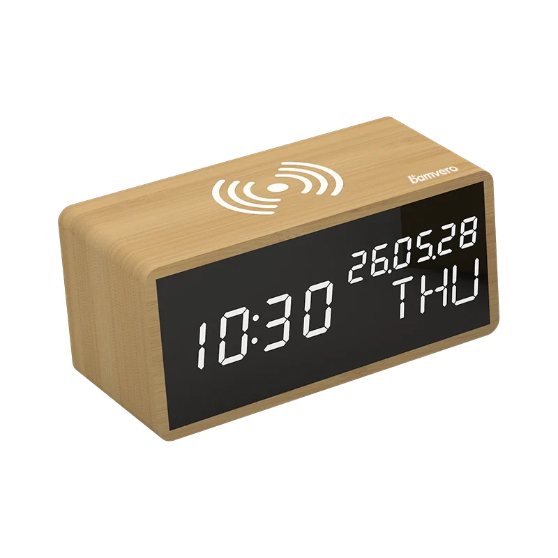 1609 Eco Bamboo Wireless Charging Clock product view 4