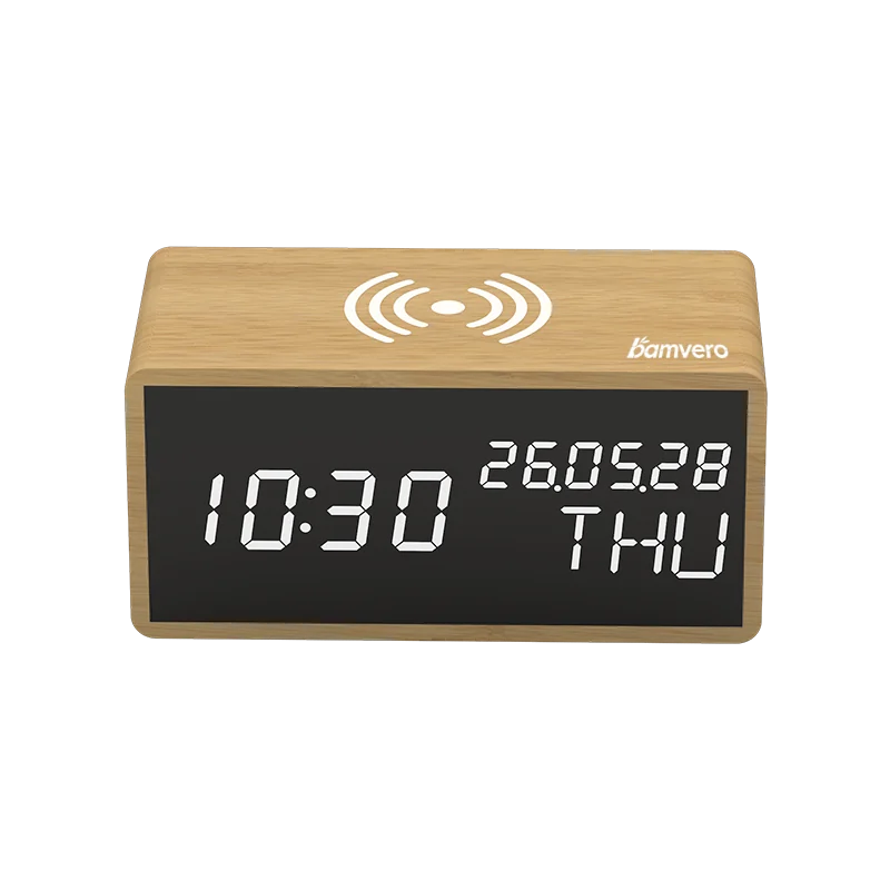 1609 Eco Bamboo Wireless Charging Clock product view 5