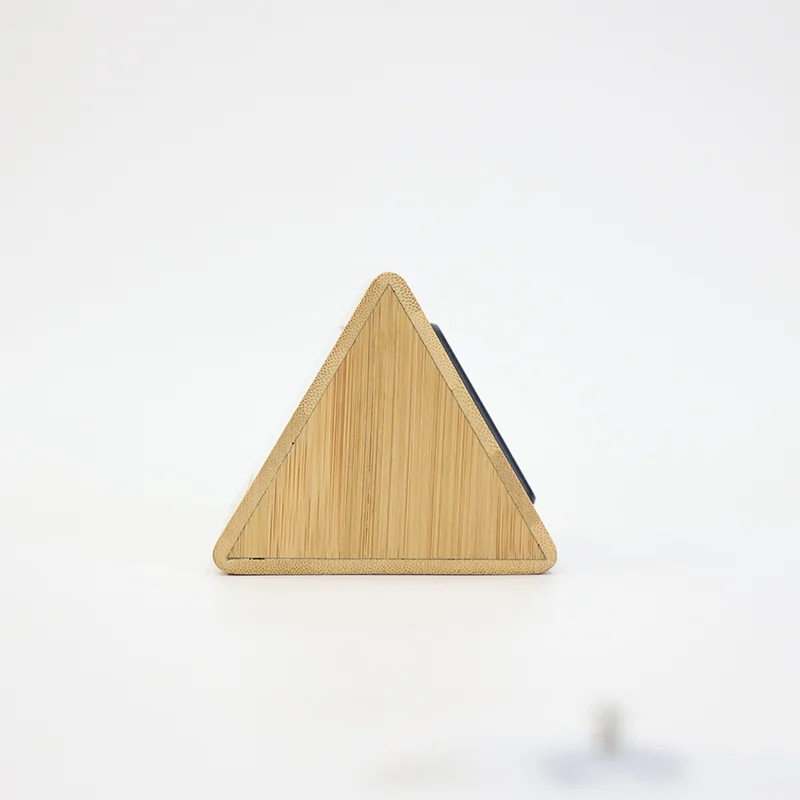 1609 Triangle Bamboo LED Desk Clock product view 3