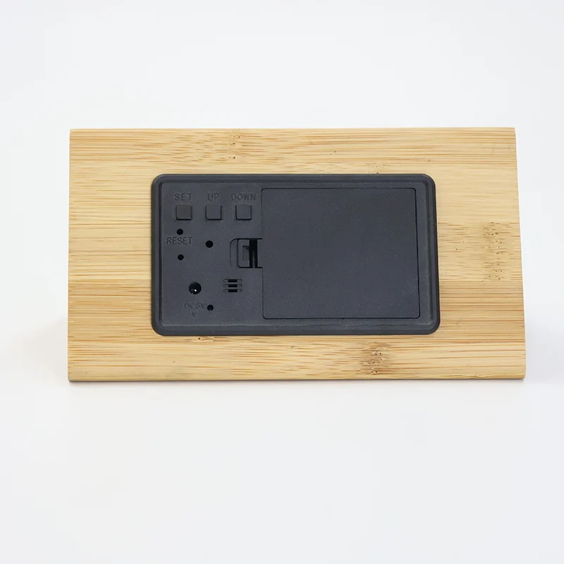 1609 Triangle Bamboo LED Desk Clock product view 4