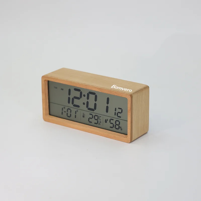 1906 Bamboo LCD Humidity Clock product view 2