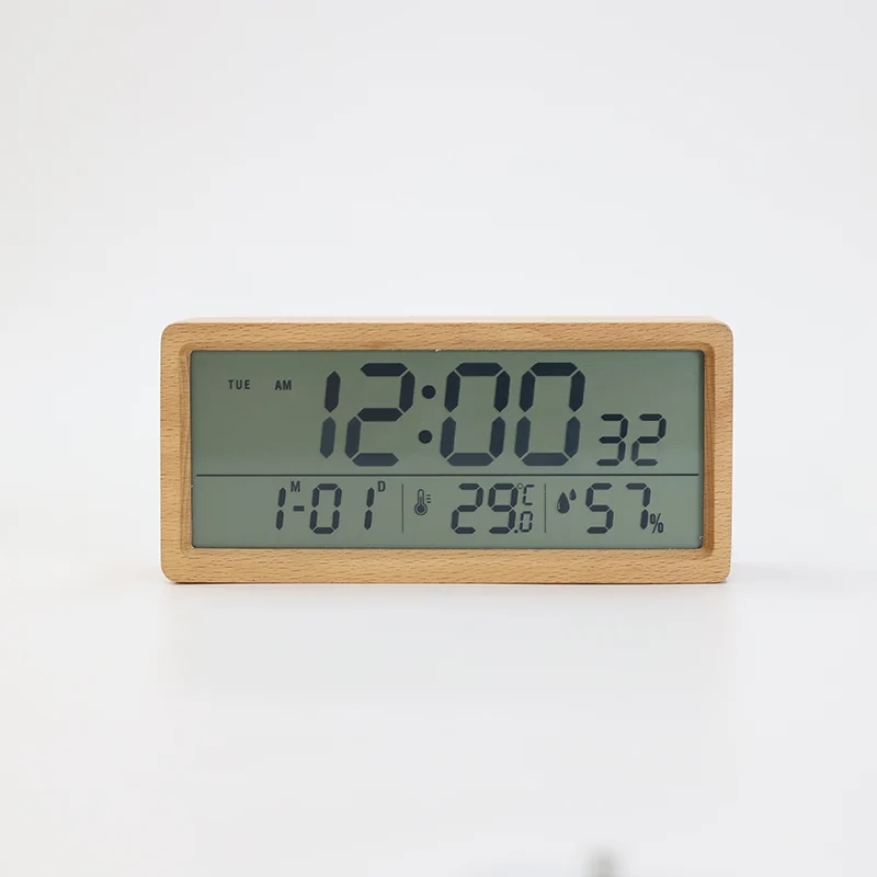 1906 Bamboo LCD Humidity Clock product view 3