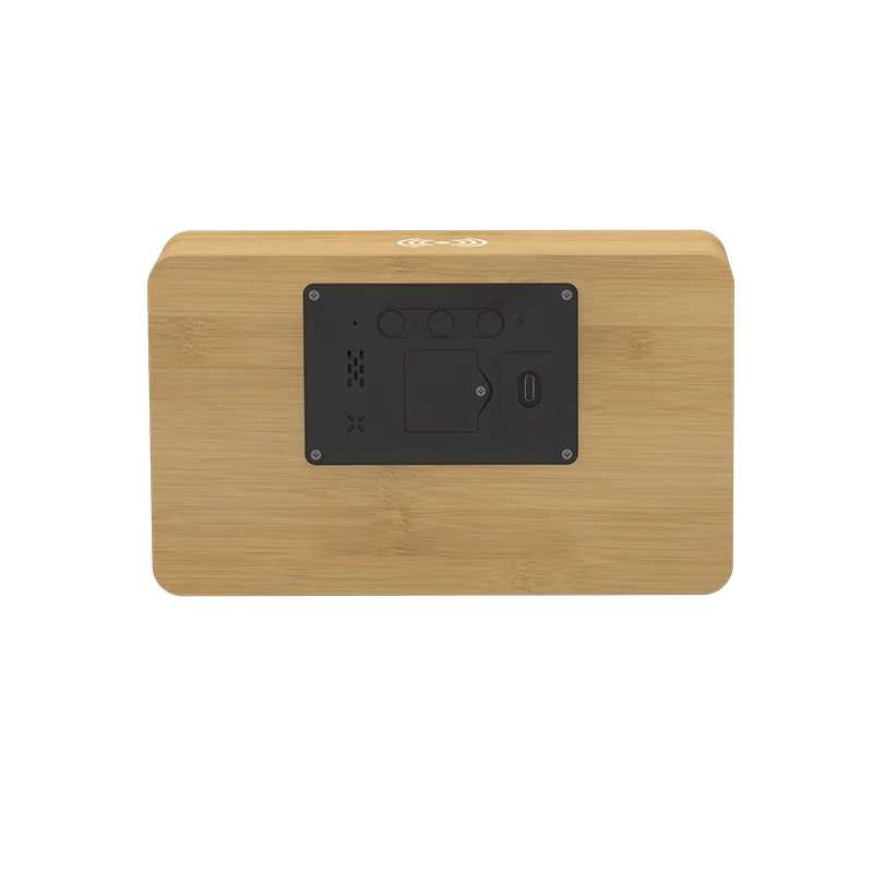 1960 Bamboo Wireless Charging Clock with Night Light product view 2