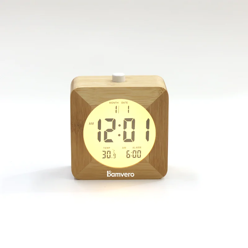 2106 Bamboo LCD Temperature Clock product view 2