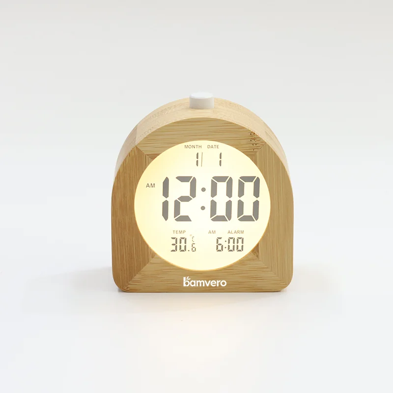 2106 Bamboo LCD Temperature Clock product view 3