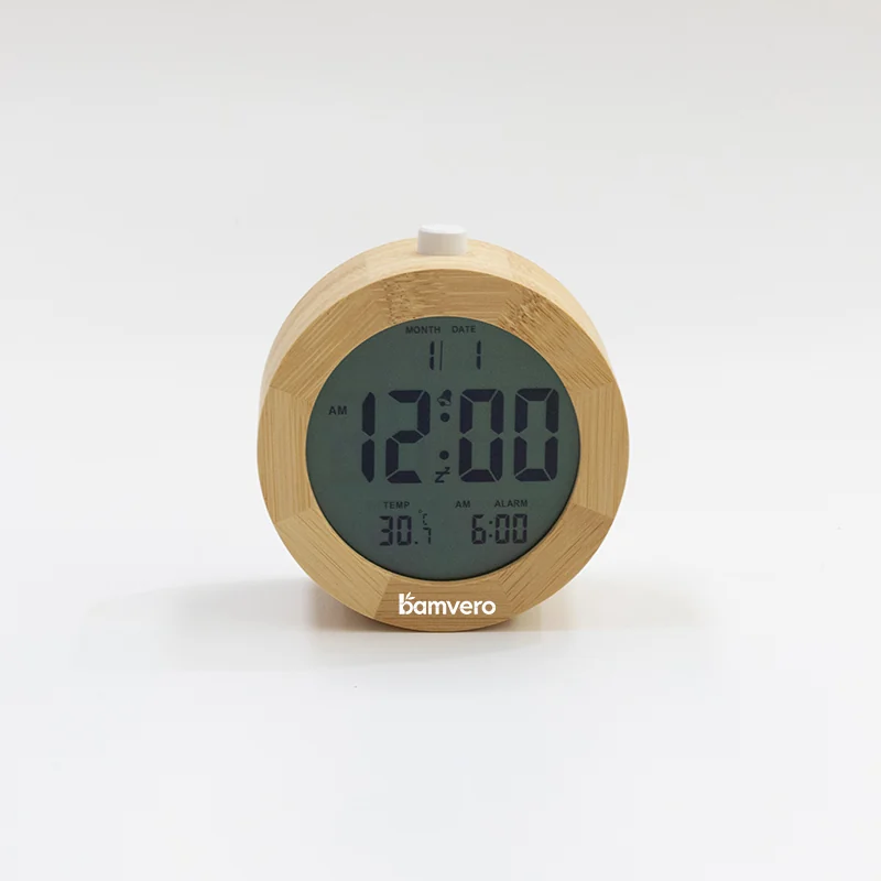 2106 Bamboo LCD Temperature Clock product view 4