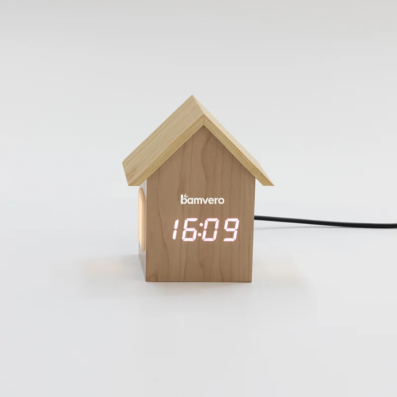 F003 Bamboo House Clock with Ambient Light product view 2