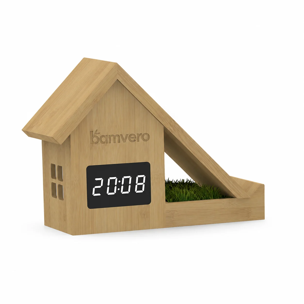 F011 Bamboo House Wireless Charging Clock product view 2