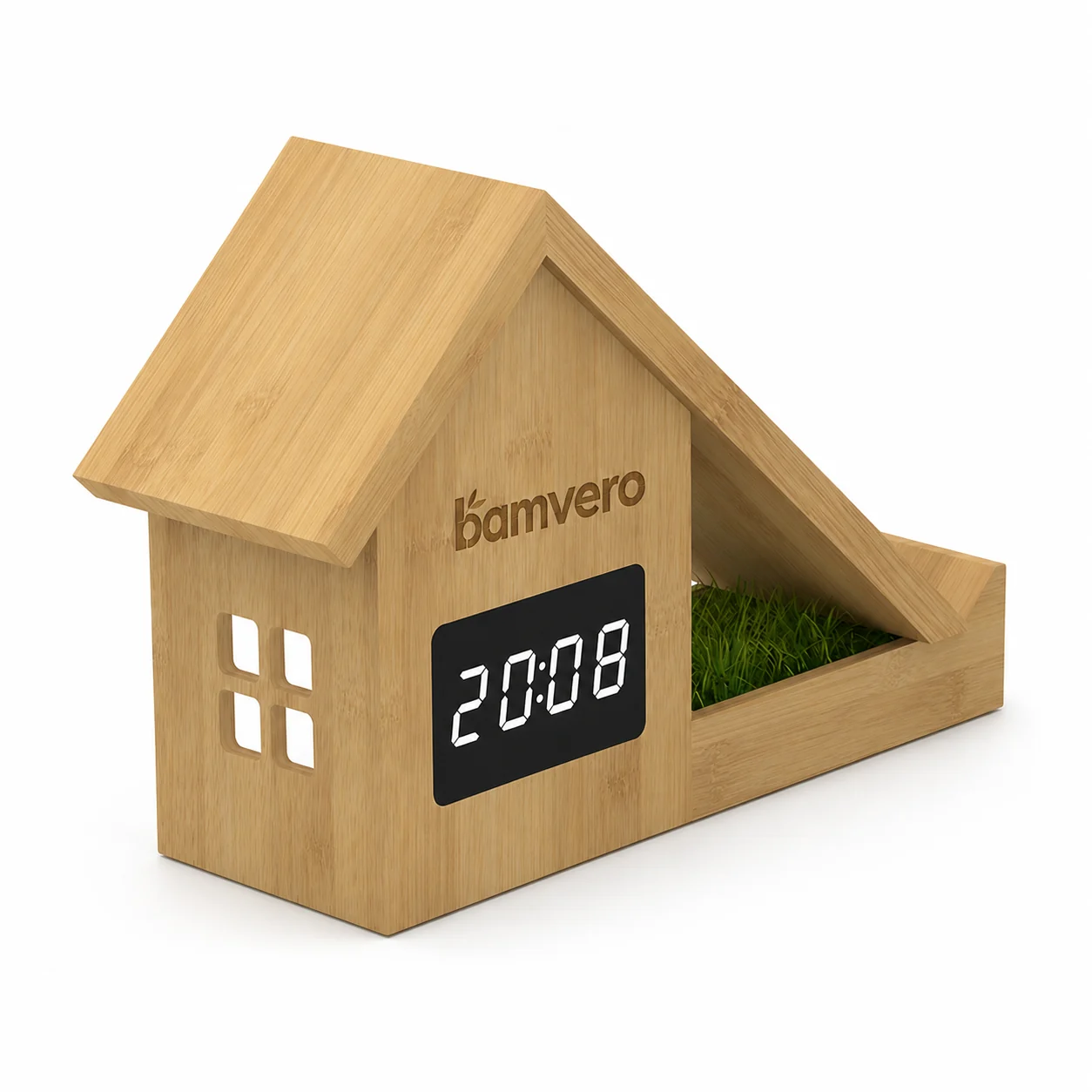 F011 Bamboo House Wireless Charging Clock product view 3