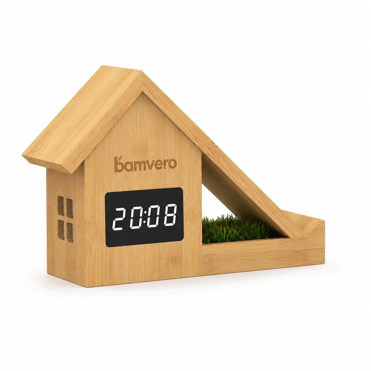 F011 Bamboo House Wireless Charging Clock product view 4