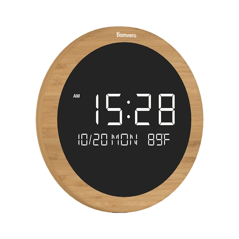 G292B Bamboo Round LED Wall Clock product view 2