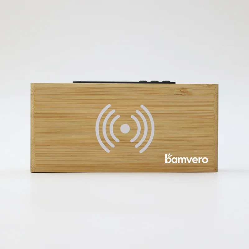 W101 Bamboo Wireless Charging Clock product view 5