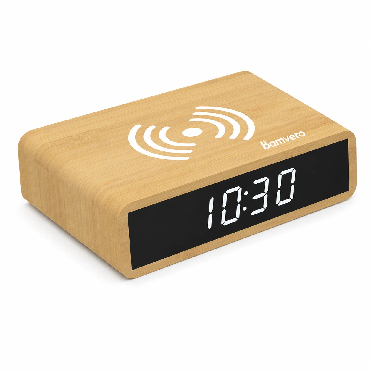 W102 Bamboo Wireless Charging Clock product view 2