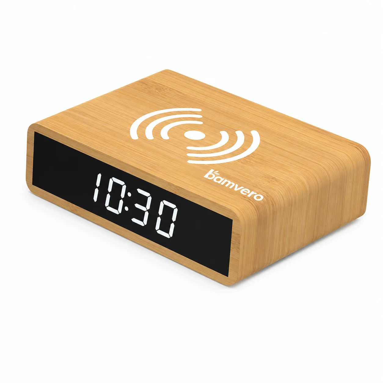 W102 Bamboo Wireless Charging Clock product view 3