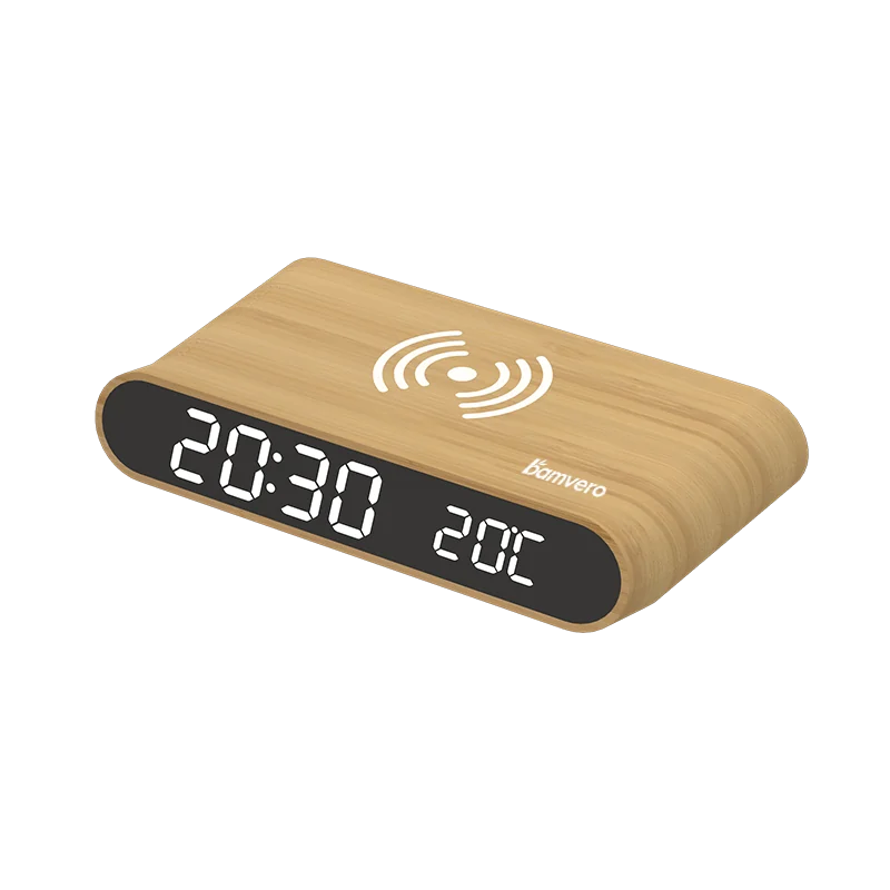 W111 Bamboo Wireless Charging Clock product view 3