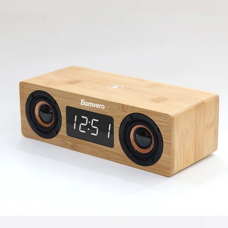 Y120 Bamboo Wireless Charging Speaker Clock product view 2