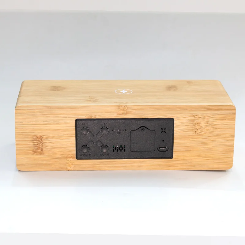Y120 Bamboo Wireless Charging Speaker Clock product view 4