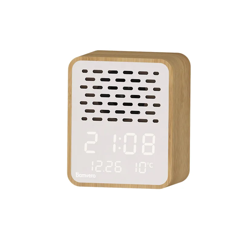 Y130-3 Bamboo Bluetooth Speaker Alarm Clock product view 2
